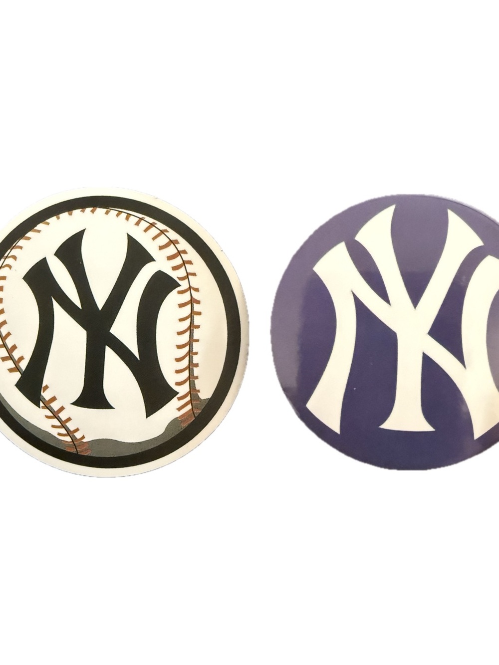 New York Yankees MLB Logo Sticker Lot of 2 Round Baseball Decal Set NY
